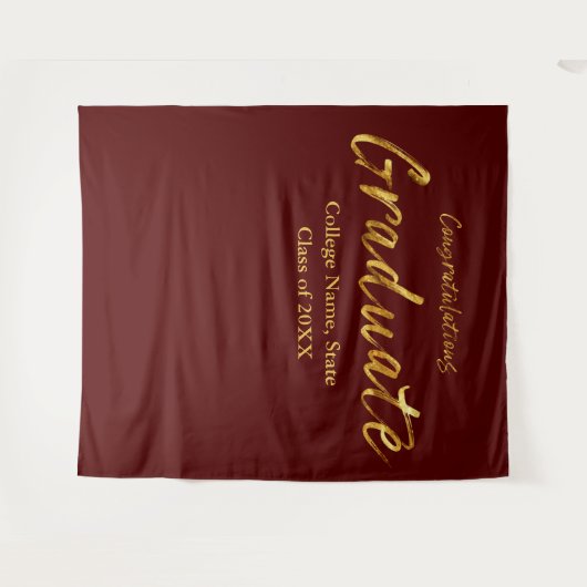 Maroon Gold Script is Afstuderen Wandkleed (Voorkant (horizontaal))