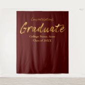 Maroon Gold Script is Afstuderen Wandkleed (Voorkant)