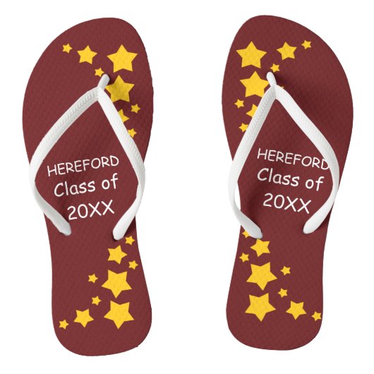 Maroon & Gold Senior Class Afstuderen Teenslippers (Voetbed)