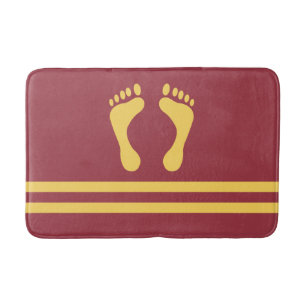 Maroon Gold Stripes en feet Moderne grafische kaar Badmat