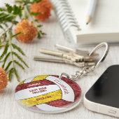 maroon gold team kleuren gepersonaliseerd volleyba sleutelhanger (Voorkant Rechts)