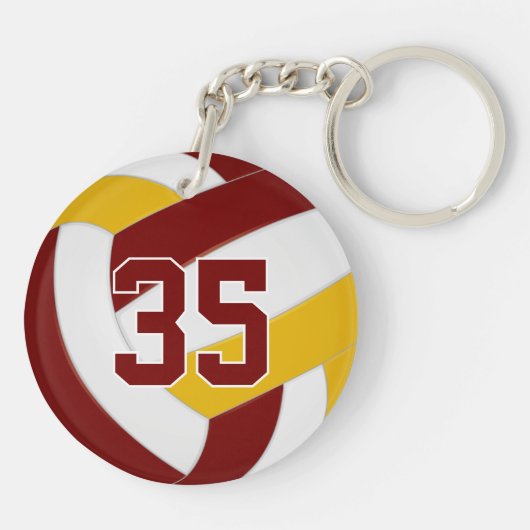 maroon gold team kleuren gepersonaliseerd volleyba sleutelhanger (Achterkant)
