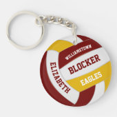 maroon gold team kleuren gepersonaliseerd volleyba sleutelhanger (Voorkant)