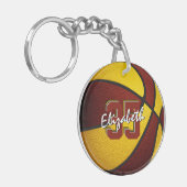 Maroon Gold Team Kleurt Jongens Basketbal Sleutelhanger (Voorkant Links)