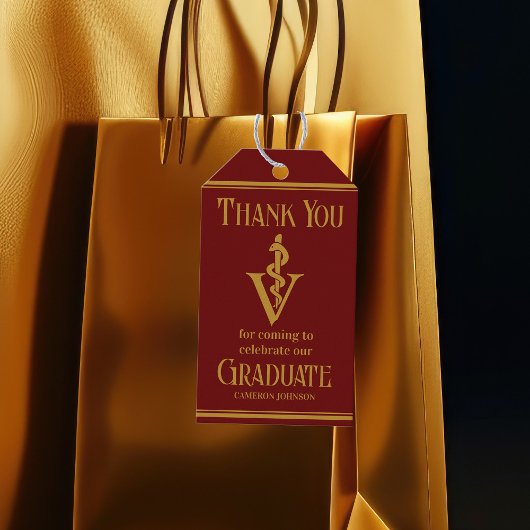 Maroon Gold Veterinary School Afstudeerfeest Cadeaulabel