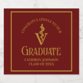 Maroon Gold Veterinary School Afstudeerfeest Sparkling Wijnetiket (Enkel label)