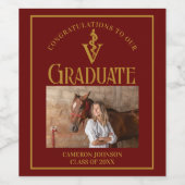 Maroon Gold Veterinary School Afstudeerfeest Wijn Etiket (Enkel label)