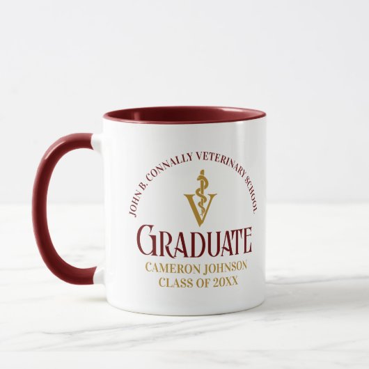 Maroon Gold Veterinary School Afstuderen Custom Mok (Links)
