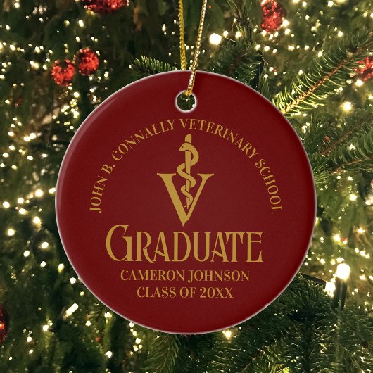 Maroon Gold Veterinary School Foto Afstuderen Keramisch Ornament