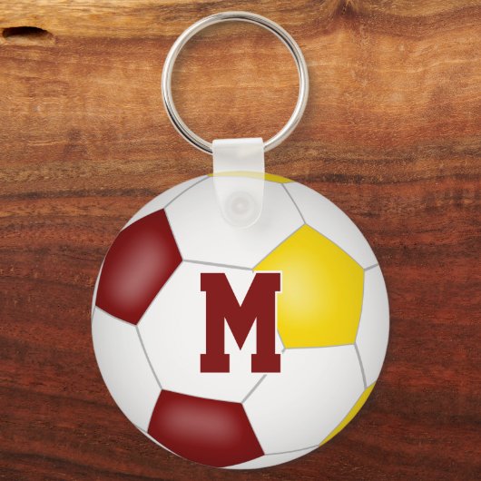 Maroon Gold Voetbal Team Kleuren kinder Sportgesch Sleutelhanger (Achterkant)