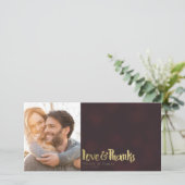 Maroon Gold Wedding Foto Love & Bedankt Hartelijk  (Staand voorkant)