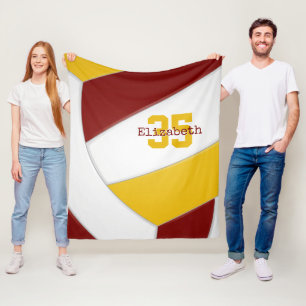 maroon goud en witte meisjes volleyball op maat fleece deken