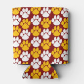 Maroon & Goud Herhalende Pawprint Blikjeskoeler (Achterkant)