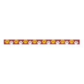 Maroon & Goud Herhalende Pawprint Grosgrain Lint (Voorkant)