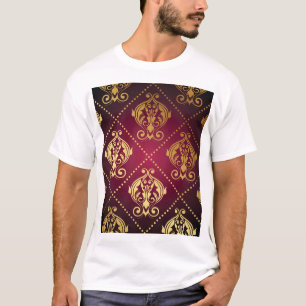 Maroon Goud Ornament  behang T-shirt