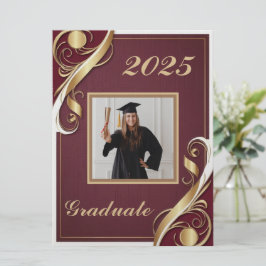 Maroon Goud Wit Afstuderen 2025 Kaart