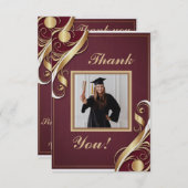 Maroon Goud Wit Afstuderen Bedankt Opmerking 2025 (Voorkant / Achterkant)