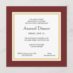 Maroon & Goud Zakelijk Professioneel Diner Kaart