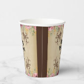 Maroon Gouden Bloemperkament Verjaardag Papieren Bekers (Rechts)