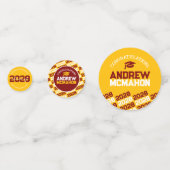 Maroon & Gouden Klasse van ELK JAAR gepersonalisee Confetti (Achterkanten)