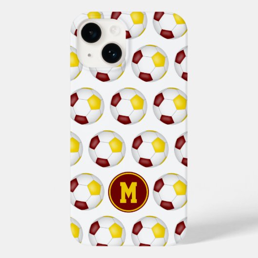 Maroon gouden voetballen patroon monogram Case-Mate iPhone case (Achterkant)