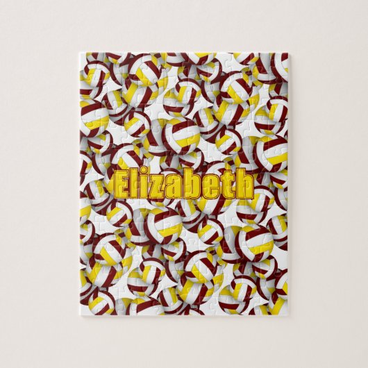 maroon goudjongens team kleuren volleybal legpuzzel (Verticaal)