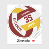 maroon goudteam kleuren meisjes volleybal sticker (Vel)