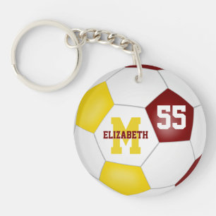 maroon goudwit team kleuren voetbaltas label sleutelhanger