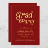 Maroon Grad Party Retro Graduation Invitation (Devant / Derrière)