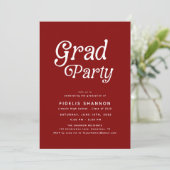 Maroon Grad Party Retro Graduation Invitation (Debout devant)