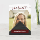 Maroon Graduate Script Modern Photo Invitation (Devant)