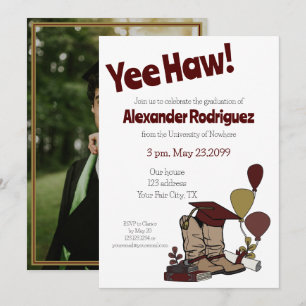 Maroon Graduation Cap Cowboy Boot Arrangement Kaart