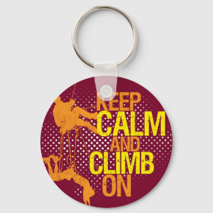Maroon grappige Keep Calm en klim aan sleutelhange Sleutelhanger