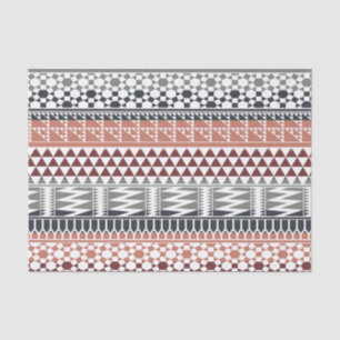 Maroon Gray Geometric Aztec Tribal Print Patroon Tissuepapier