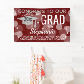 Maroon Gray Modern Bubble Afstudeerder Afstuderen Spandoek (Insitu)