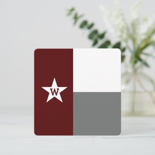 Maroon & Grey Texas Flag Flat Note Kaart (Staand voorkant)
