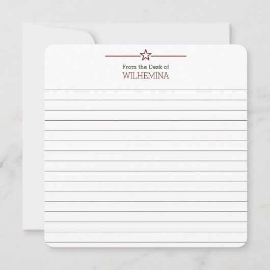 Maroon & Grey Texas Flag Flat Note Kaart (Achterkant)