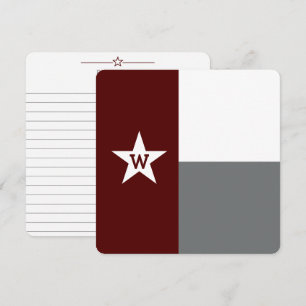 Maroon & Grey Texas Flag Flat Note Kaart