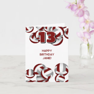 Maroon Grey volleyballen kinder sport Happy Birthd Kaart