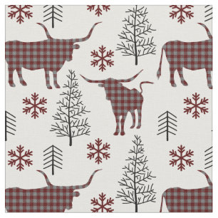 Maroon & Grijs Buffel Plaid Longhorn Patroon Stof