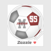 maroon grijs team kleuren jongens voetbal sticker (Vel)