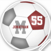 maroon grijs team kleuren jongens voetbal sticker (Voorkant)