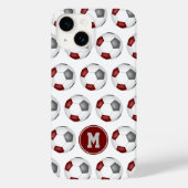 Maroon grijs voetballen patroon monogram Case-Mate iPhone case (Achterkant)