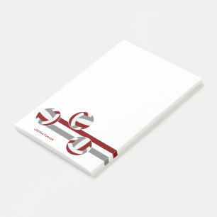 Maroon grijze volleyballen strepen Speler naam Post-it® Notes