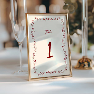 Maroon Handgeschreven Trouwtafel Nummer Kaart