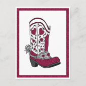 Maroon Heart Patterned Boot Briefkaart (Voorkant)
