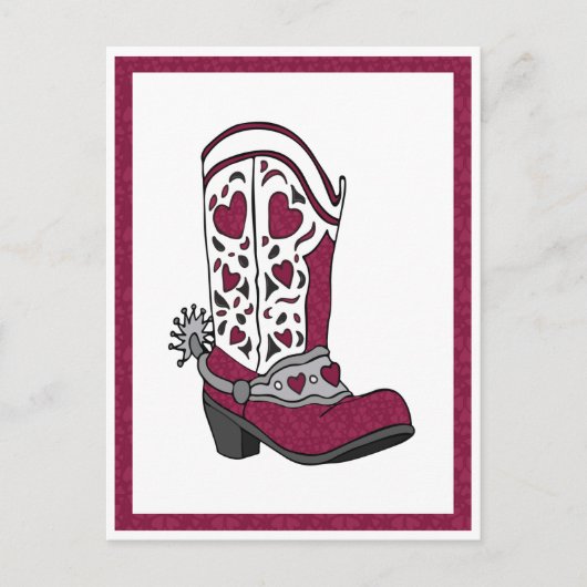 Maroon Heart Patterned Boot Briefkaart (Voorkant)