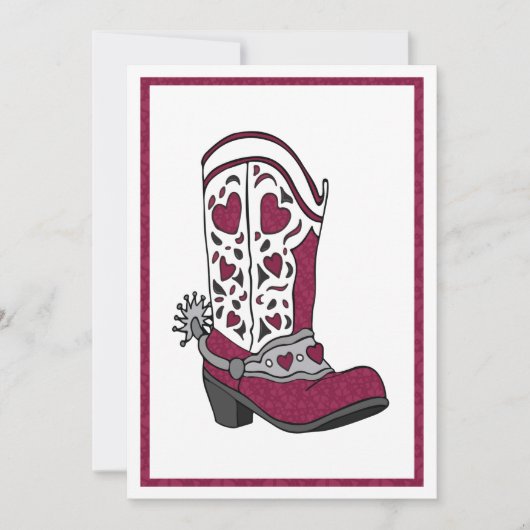 Maroon Heart Patterned Boot Feestdagenkaart (Voorkant)