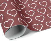 Maroon Hearts-achtergrond Cadeaupapier (Rol Hoek)