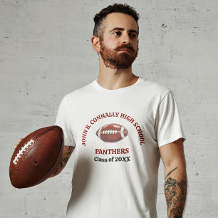Maroon Hoge School Voetbalteam Custom T-shirt